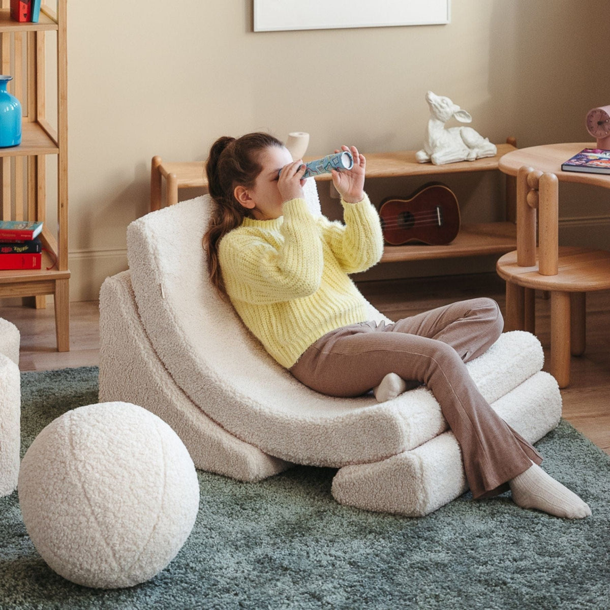 Polstermöbel wigiwama Moon Chair Kindersessel – modularer Kinder-Sessel I Teddy