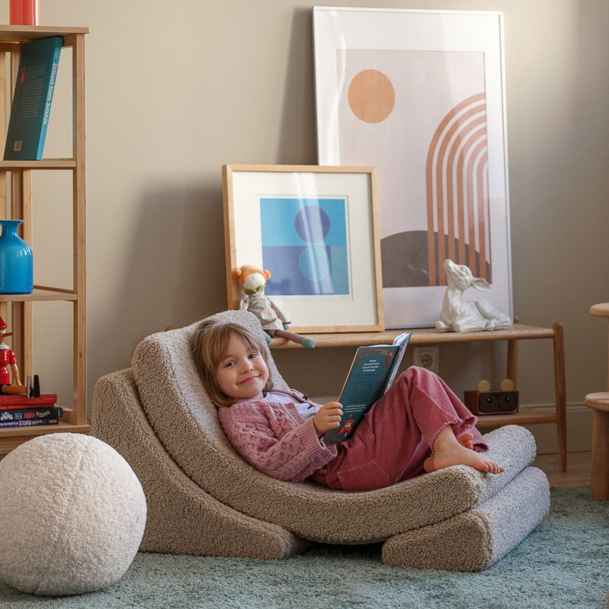 Polstermöbel wigiwama Moon Chair Kindersessel – modularer Kinder-Sessel I Teddy