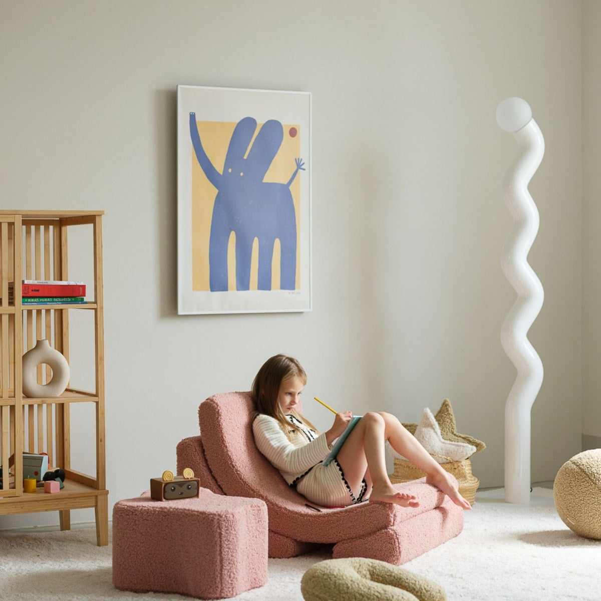 Polstermöbel wigiwama Moon Chair Kindersessel – modularer Kinder-Sessel I Teddy