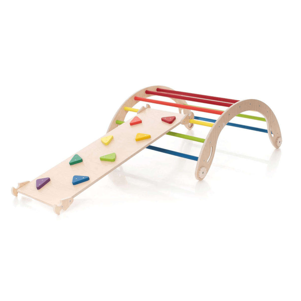 Kletterdreieck Pikler Dreieck Set Bunt – 4-in-1 Motorik-Kletterbaukasten