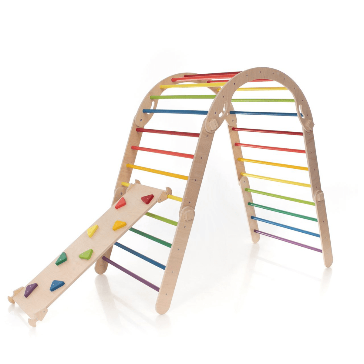 Kletterdreieck Pikler Dreieck Set Bunt – 4-in-1 Motorik-Kletterbaukasten