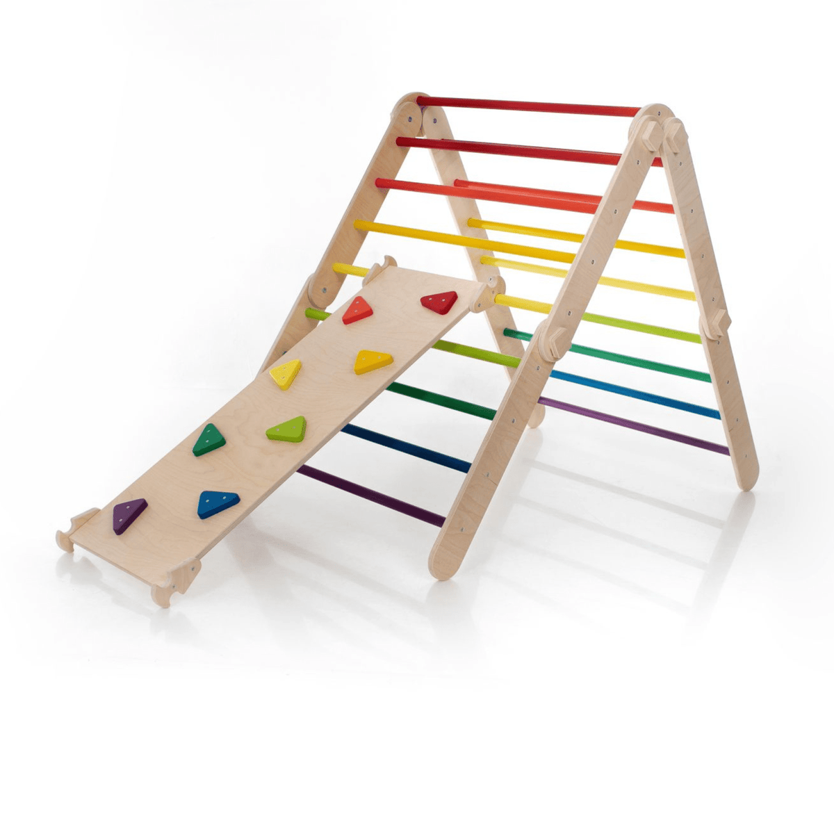 Kletterdreieck Pikler Dreieck Set Bunt – 4-in-1 Motorik-Kletterbaukasten