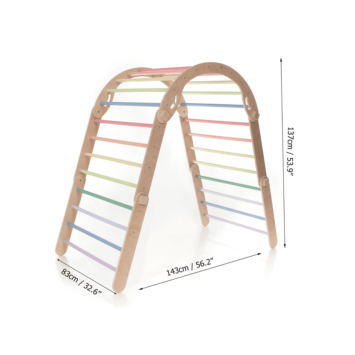 Kletterdreieck Pikler Dreieck Rutsche Pastell – 4-in-1 Motorik-Baukasten