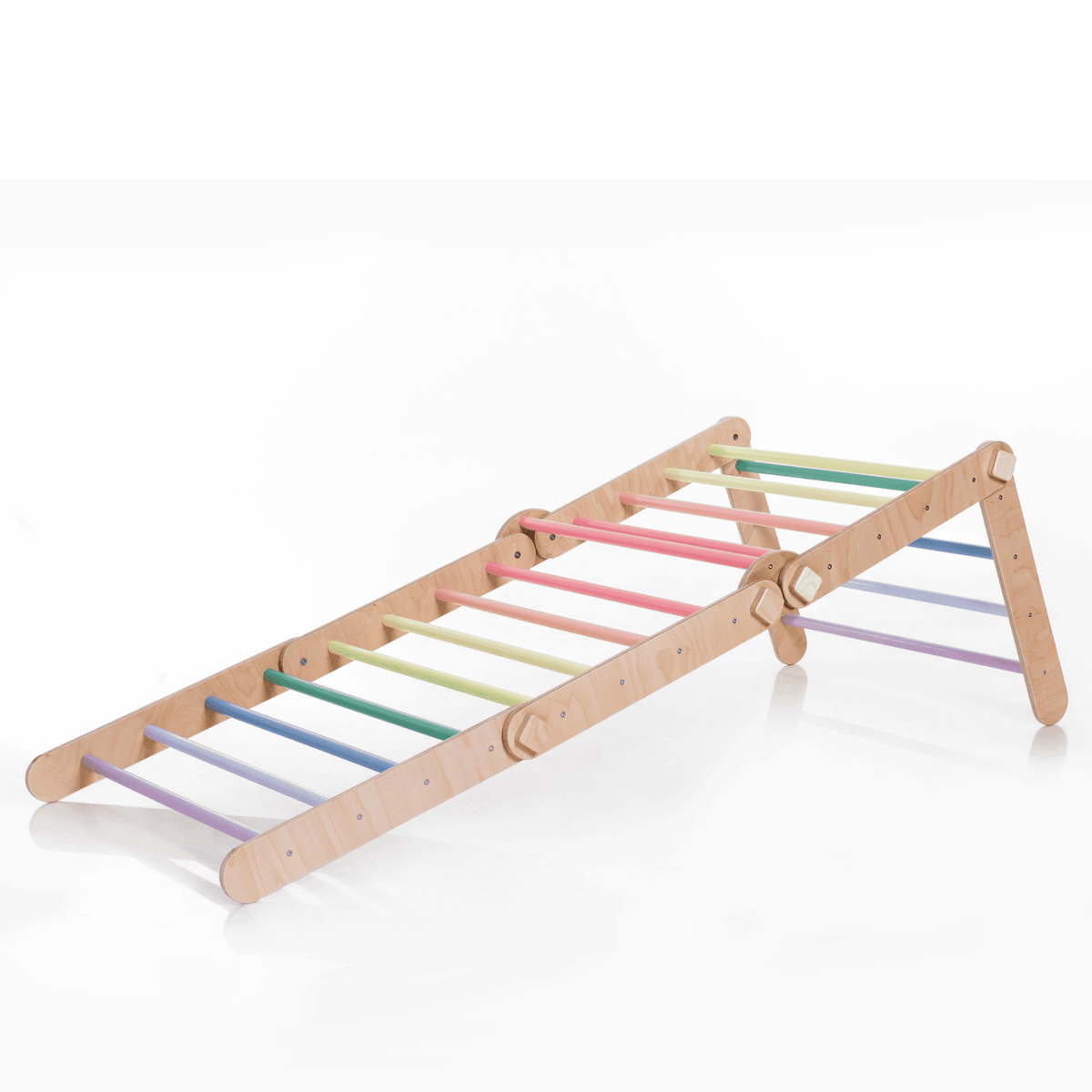 Kletterdreieck Pikler Dreieck Rutsche Pastell – 4-in-1 Motorik-Baukasten