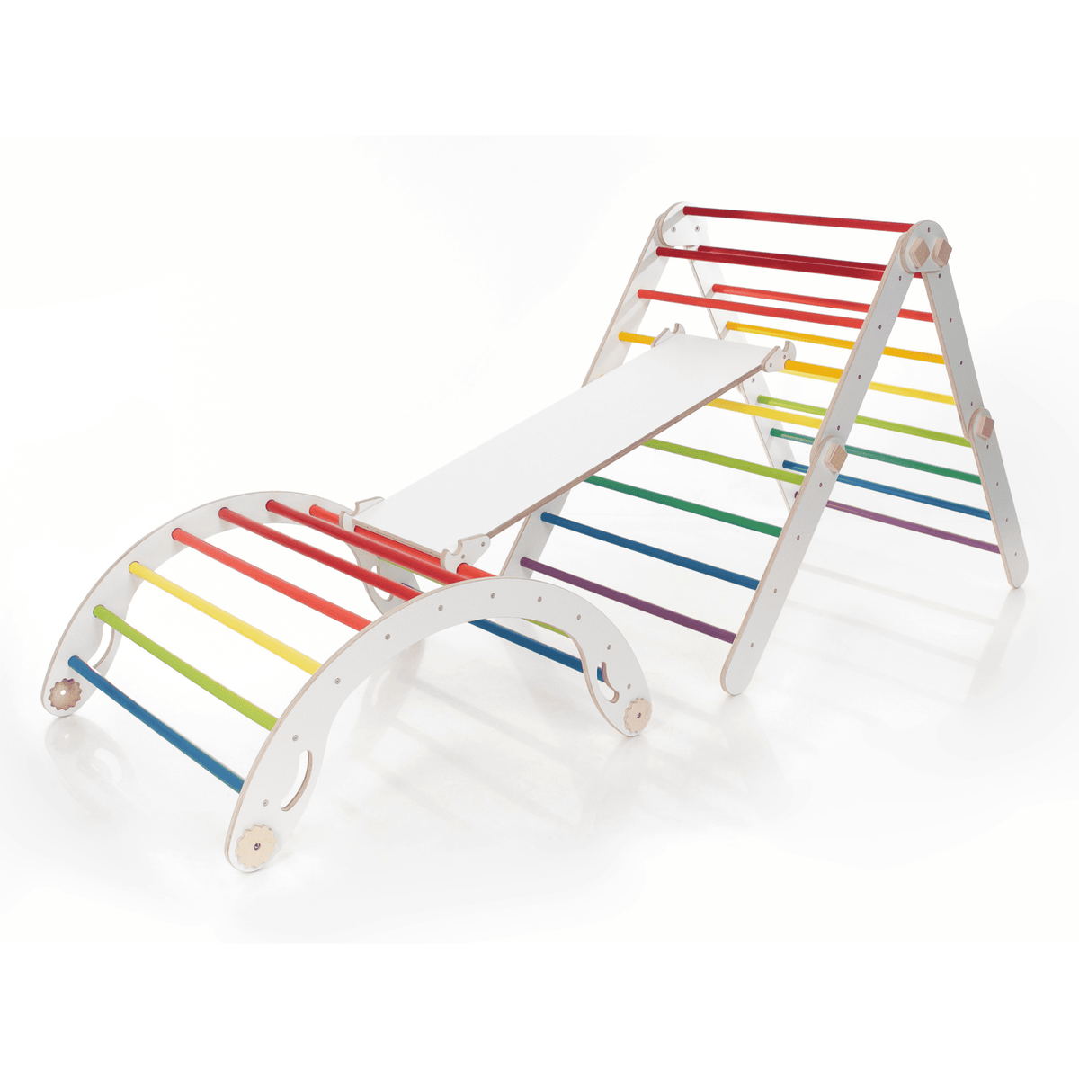 Kletterdreieck Pikler Dreieck Rutsche Wandelbar Bunt – 4-in-1 verstellbares Motorik-Kletterset