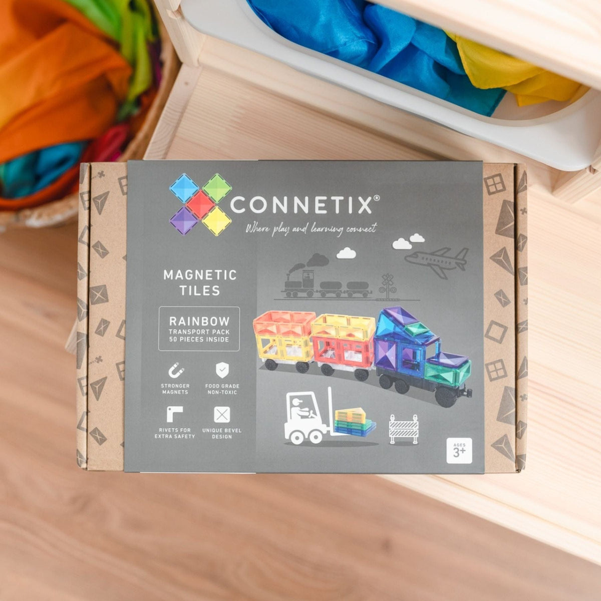 Magnetbausteine Connetix Rainbow Transport Pack — 50 Magnetbausteine