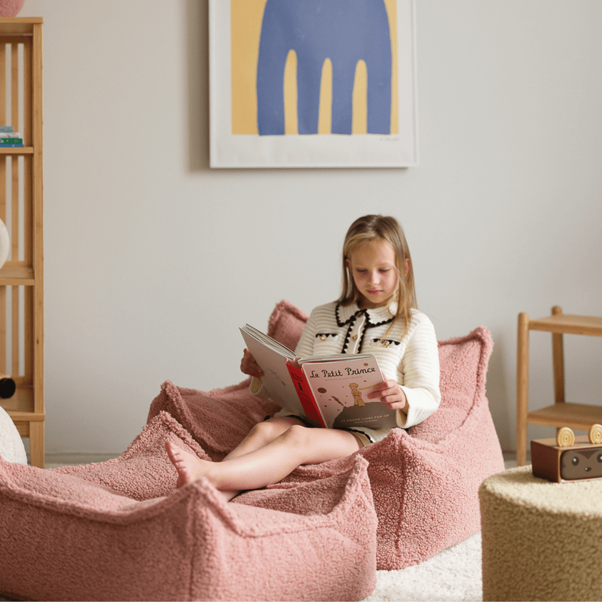 Polstermöbel Kinder Ottoman Sitzgelegenheit & Beanbag Bundle – Wigiwama