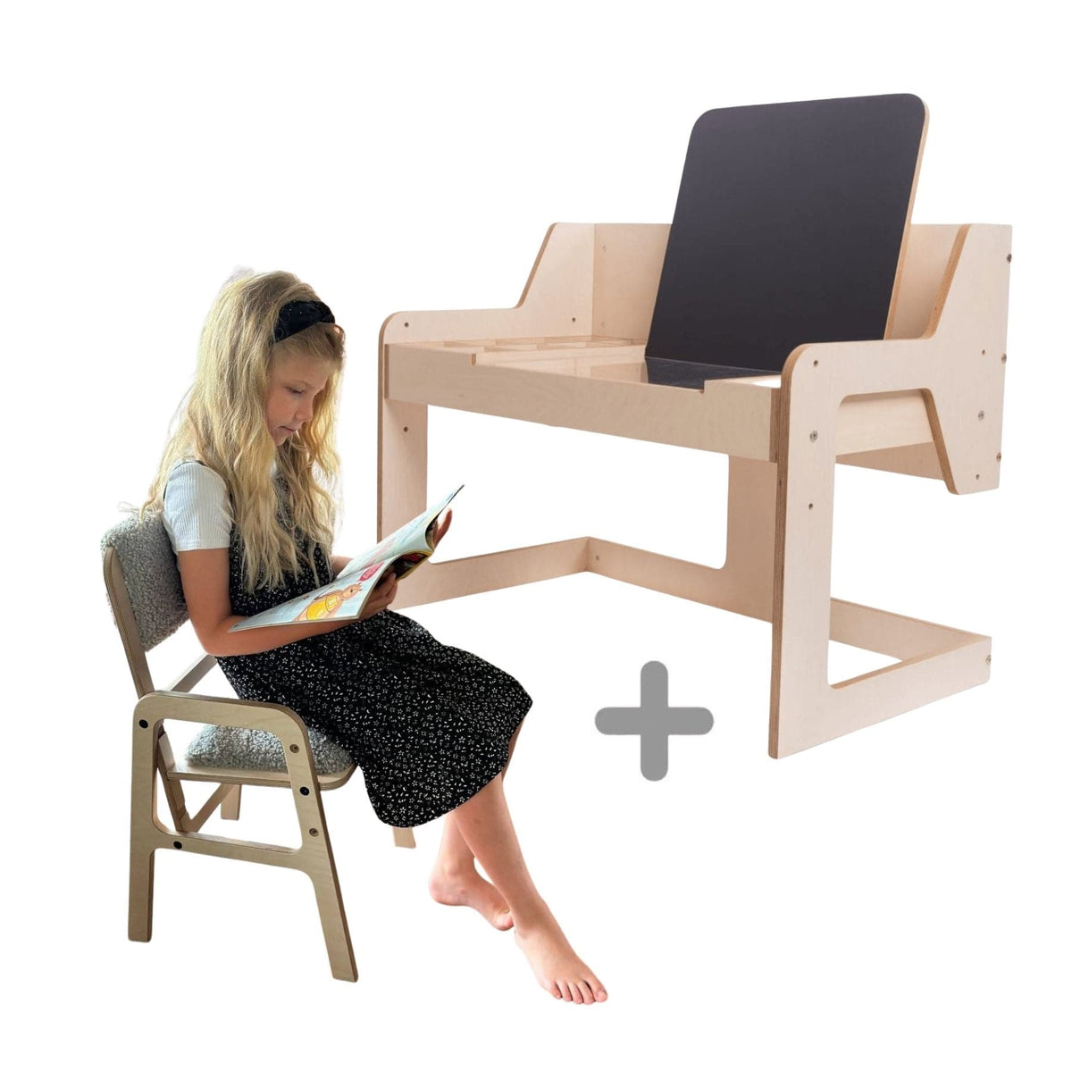 Kinderschreibtisch Verstellbarer Montessori Kindertisch und Stuhl Set luula