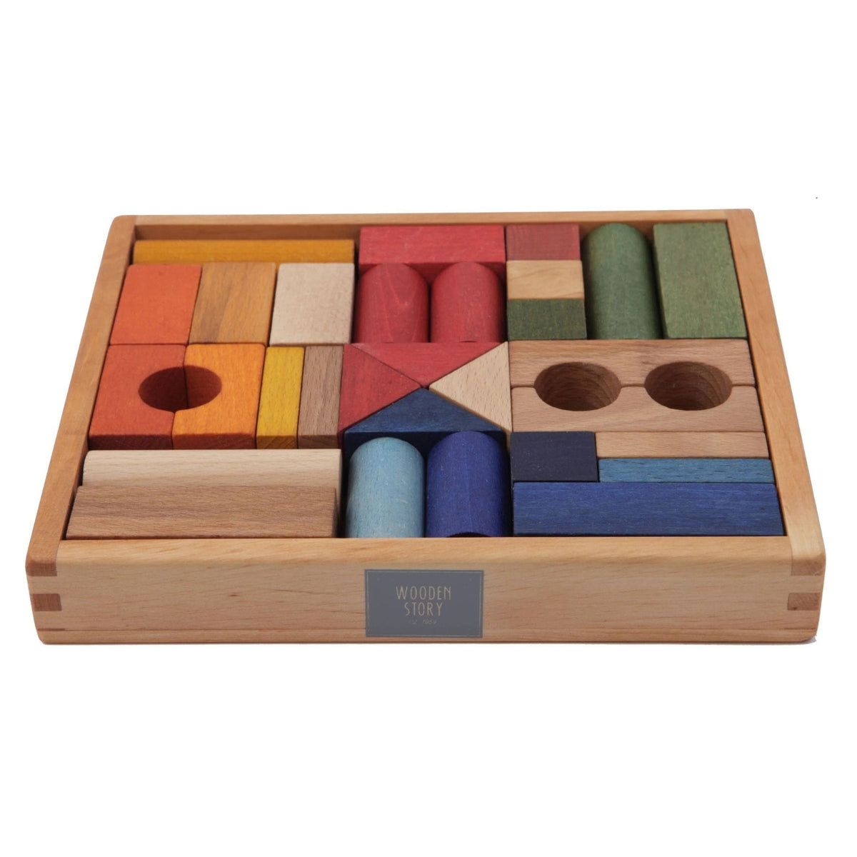 Holzspielzeug & Bausteine Wooden Story Holzbausteine im Tablett 30 Teile