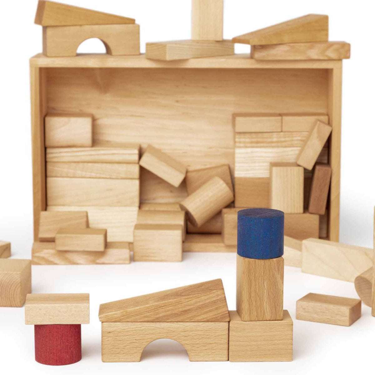 Holzspielzeug & Bausteine Wooden Story Holzbausteine im Tablett 63 Teile