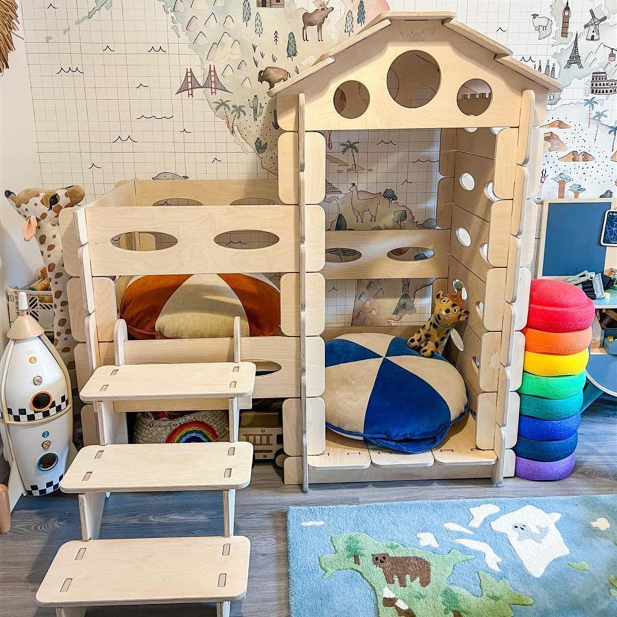 Alles Montessori Spielhaus Kletterturm Steckhaus
