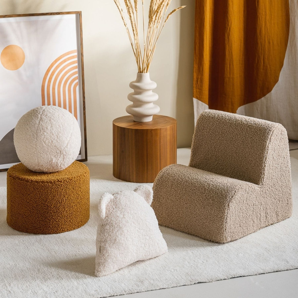 Polstermöbel wigiwama Cloud Chair aus Teddystoff, Kindersessel aus Schaumstoff