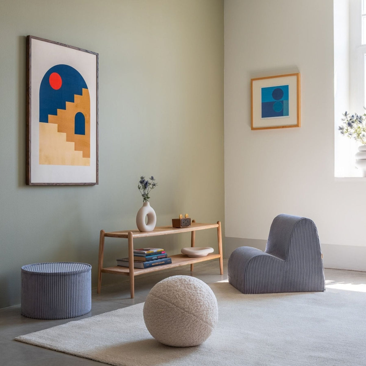 wigiwama Pouffe aus Cord, runder Sitzhocker für Kinder - LeoBabys