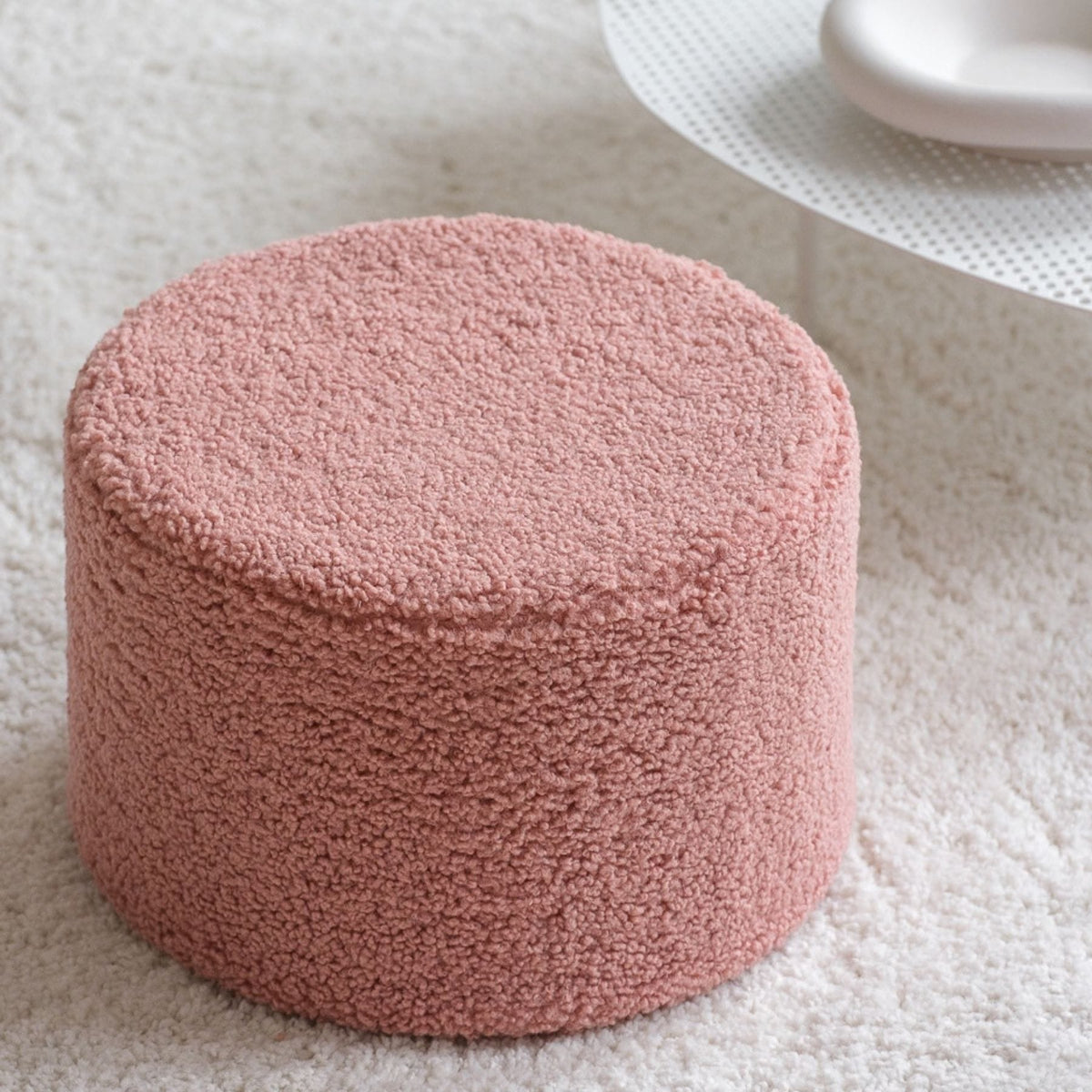 Polstermöbel wigiwama Pouffe aus Teddystoff, runder Sitzhocker für Kinder