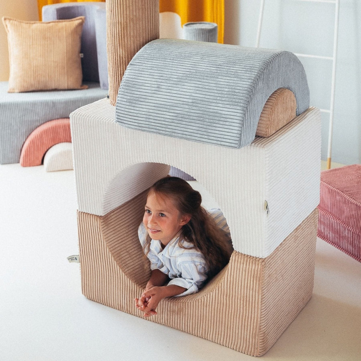Polstermöbel wigiwama Rainbow Playset aus Cord, Spielset aus Schaumstoff für Kinder