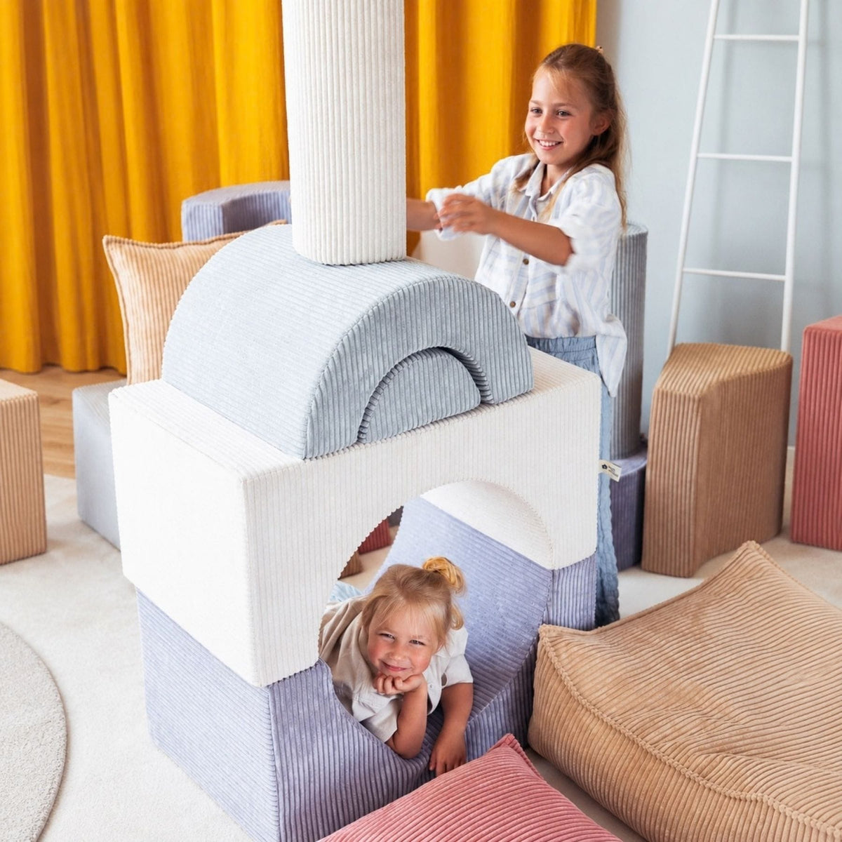 Polstermöbel wigiwama Rainbow Playset aus Cord, Spielset aus Schaumstoff für Kinder