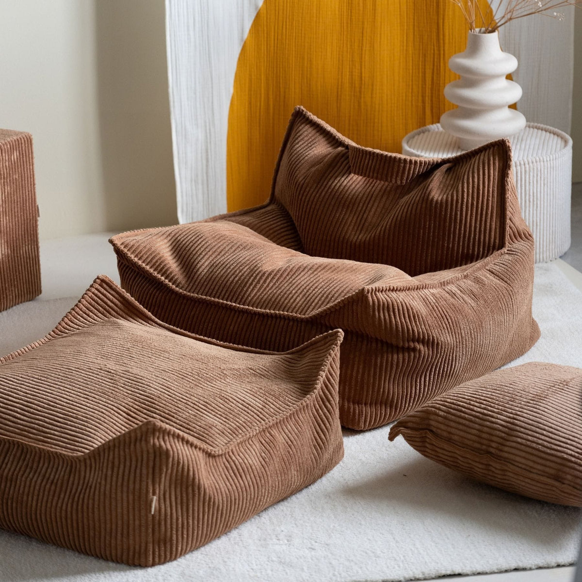 wigiwama Square Ottoman aus Cord, Sitzhocker für Kinder - LeoBabys