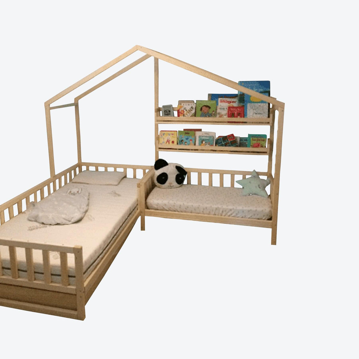 Betten und Klettergerüste Montessori Kinderbett Hausbettdesign für zwei Kinder