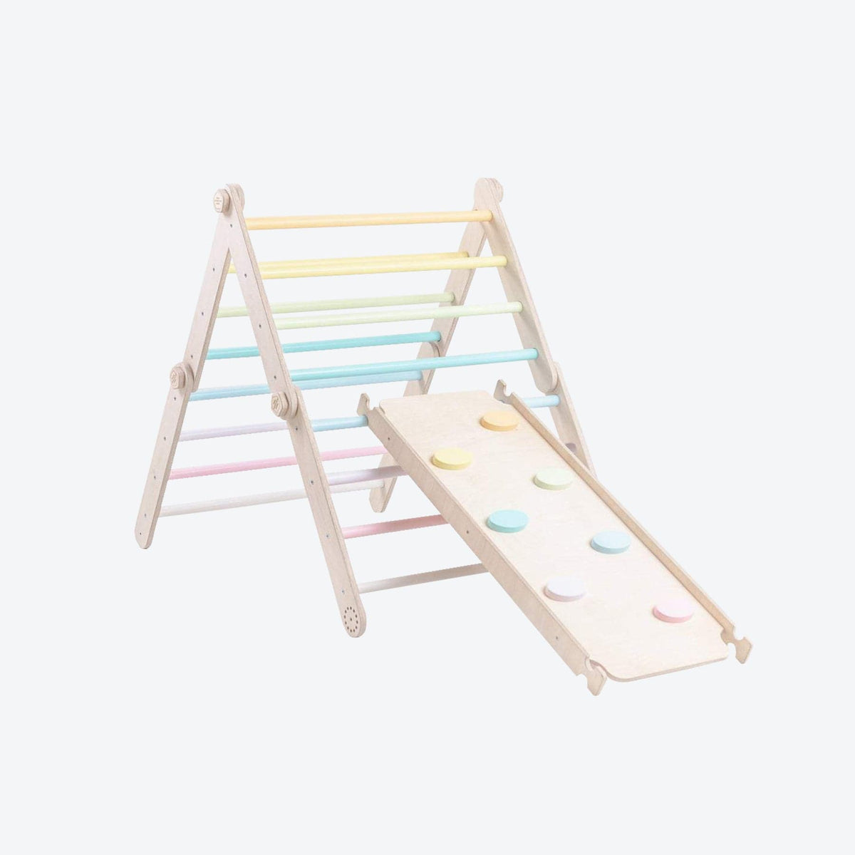 Kletterdreieck Wandlungsfähiges Pikler Kletterdreieck mit Rampenoption Pastell-Regenbogen