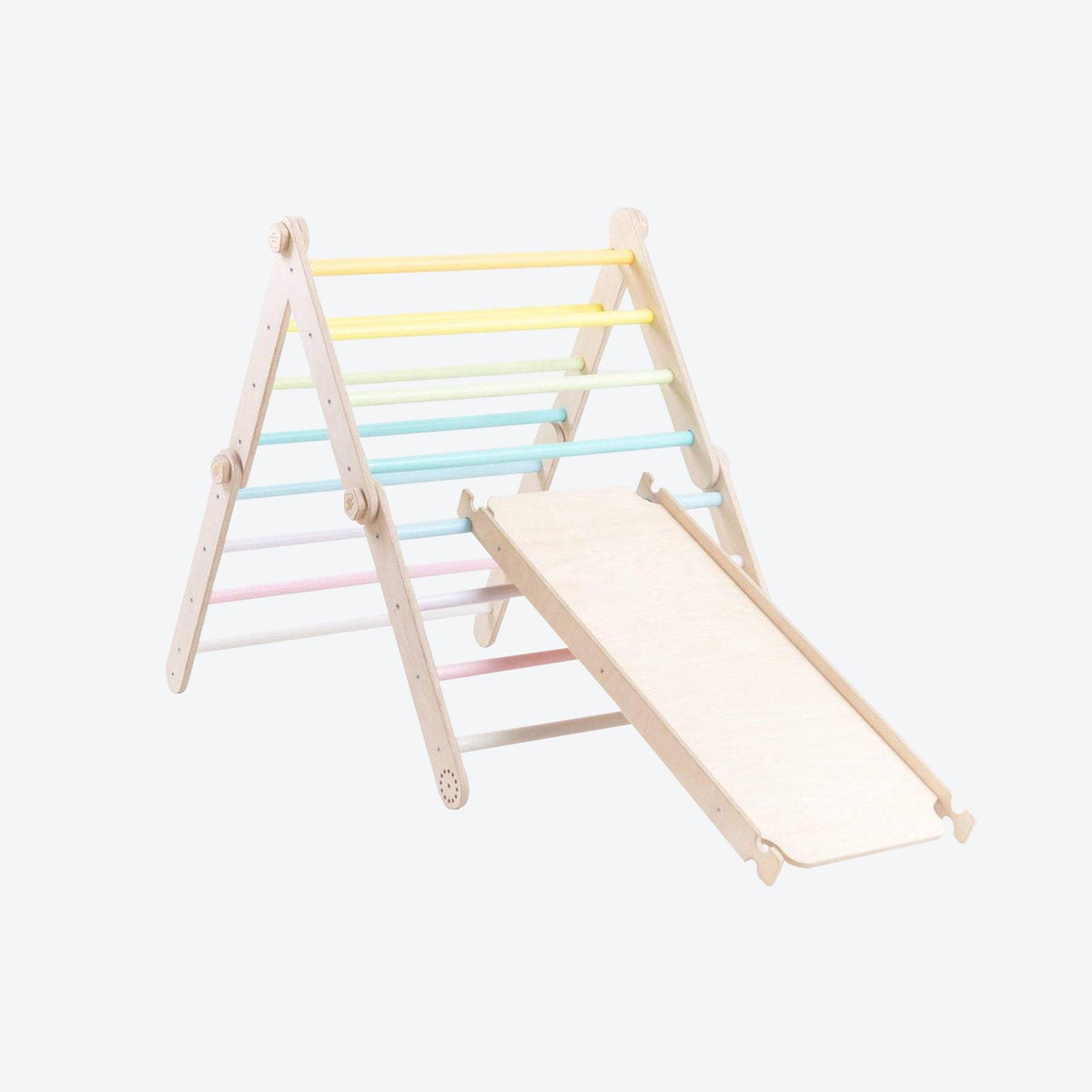 Kletterdreieck Wandlungsfähiges Pikler Kletterdreieck mit Rampenoption Pastell-Regenbogen