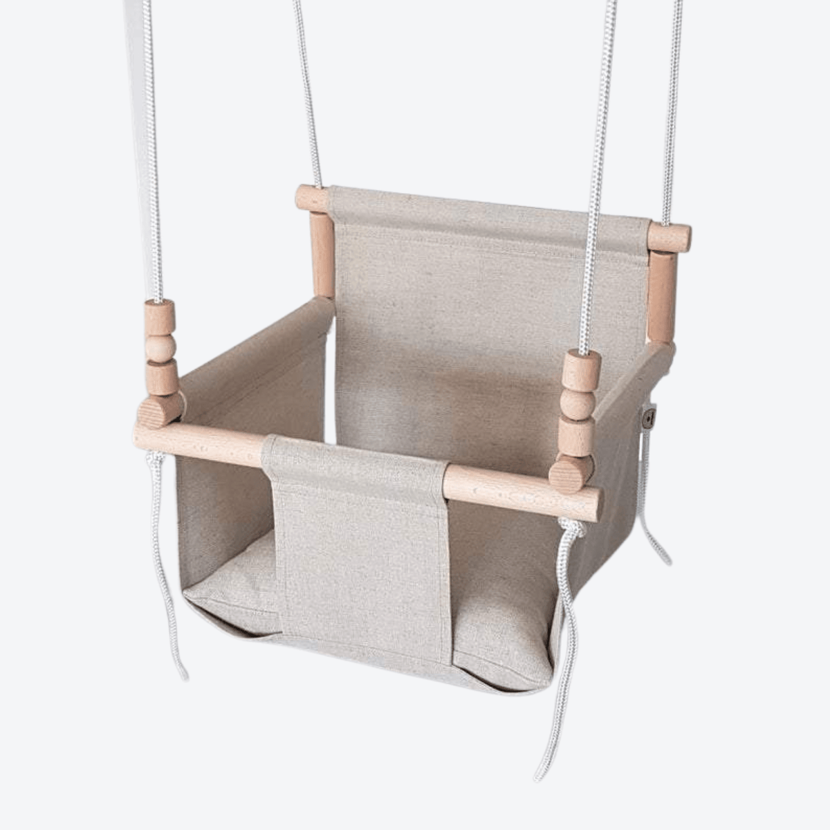 Schaukel Babyschaukel mit hoher Rückenlehne Leinen Beige