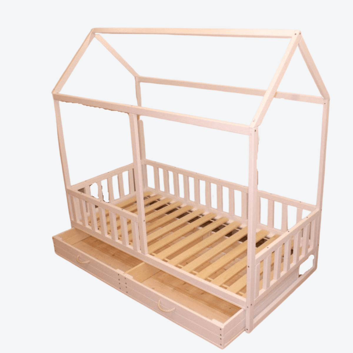 Betten und Klettergerüste Kinderbett Bodenbett Hausbett mit Schubaden