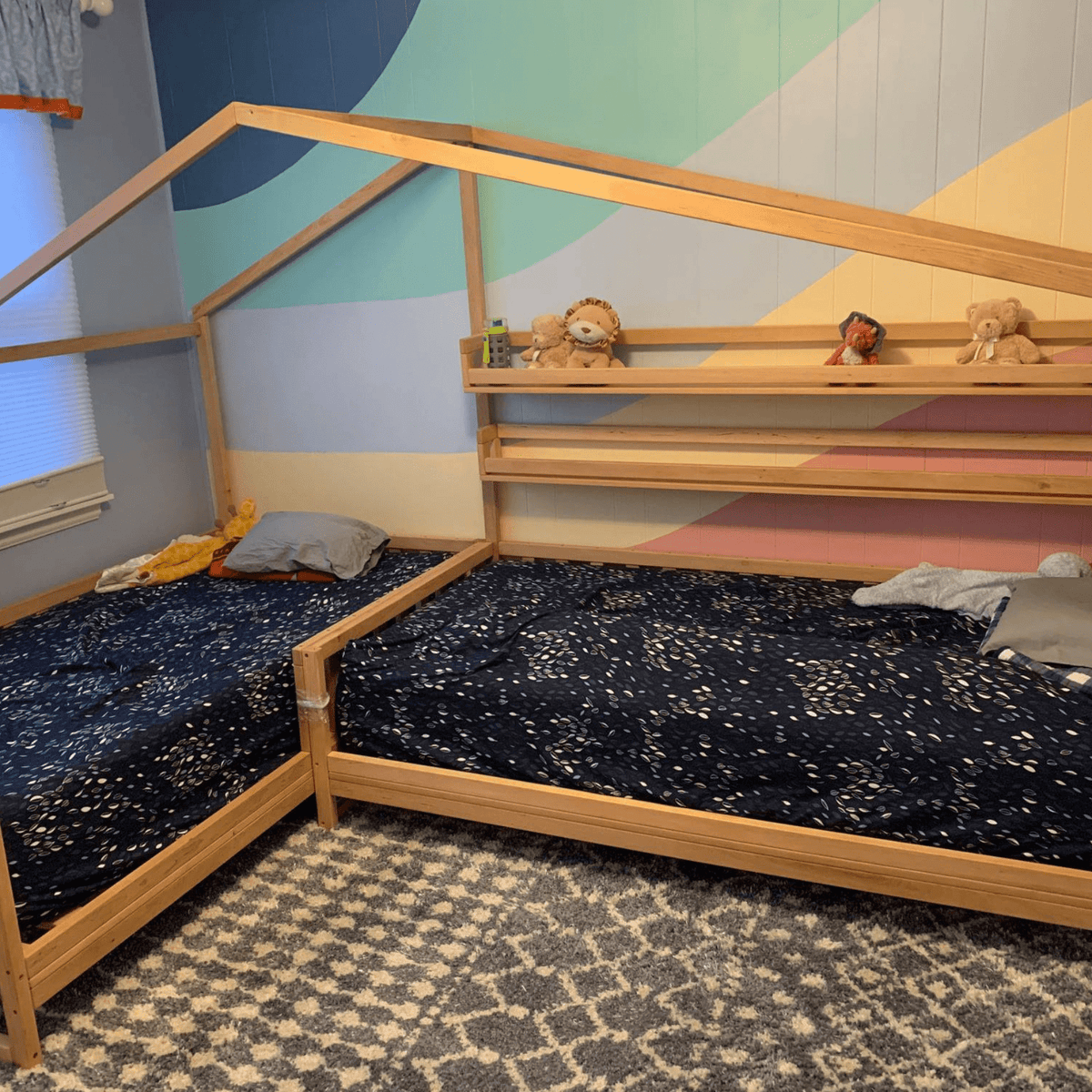 Betten und Klettergerüste Montessori Kinderbett Hausbettdesign für zwei Kinder